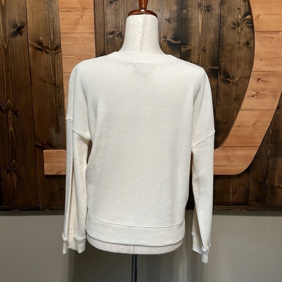 NWOT Madewell Waffle Knit Boxy Sweatshirt Tee in Antique Cream - Picture 5 of 7